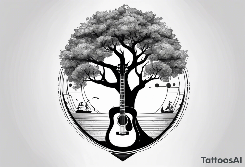 overall tree is with the middle its a guitar neck and the bottom is an anchor tattoo idea