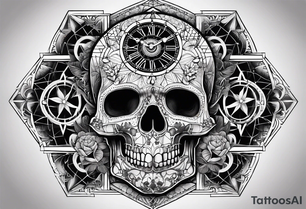 sacredgeometry, skull, clock, life, love tattoo idea