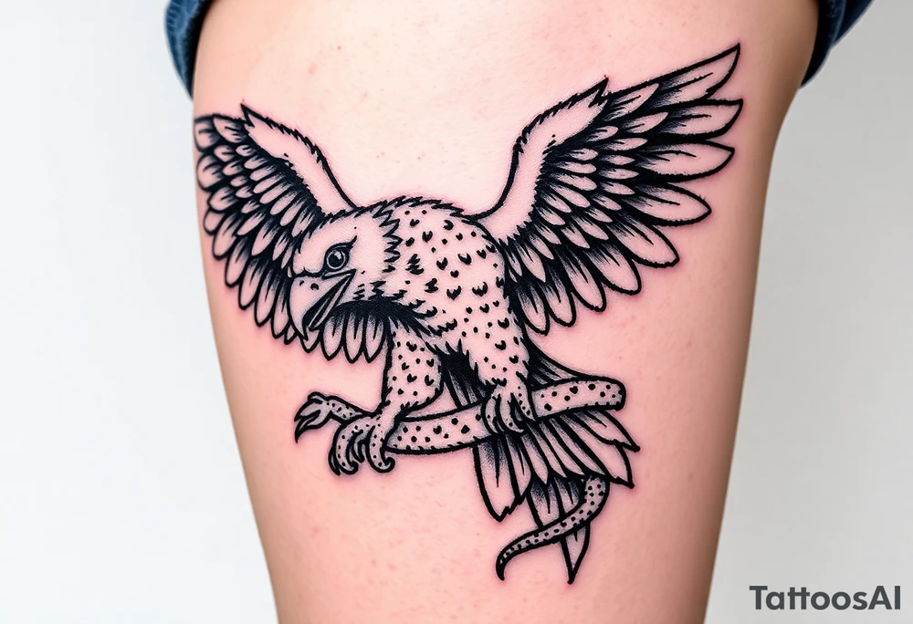 An eagle holding a serpent in his talons tattoo idea