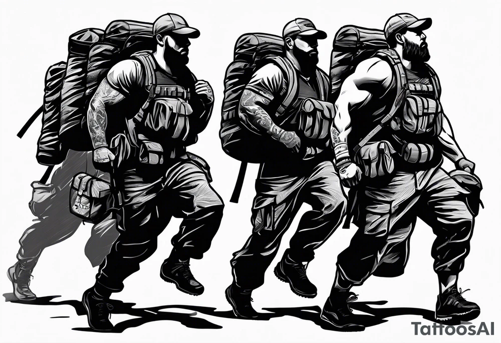 Rucking, brotherhood, shadows, fitness, GrowRuck tattoo idea