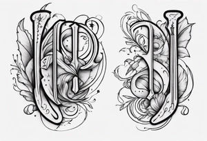 Needle and thread tracing two initials tattoo idea
