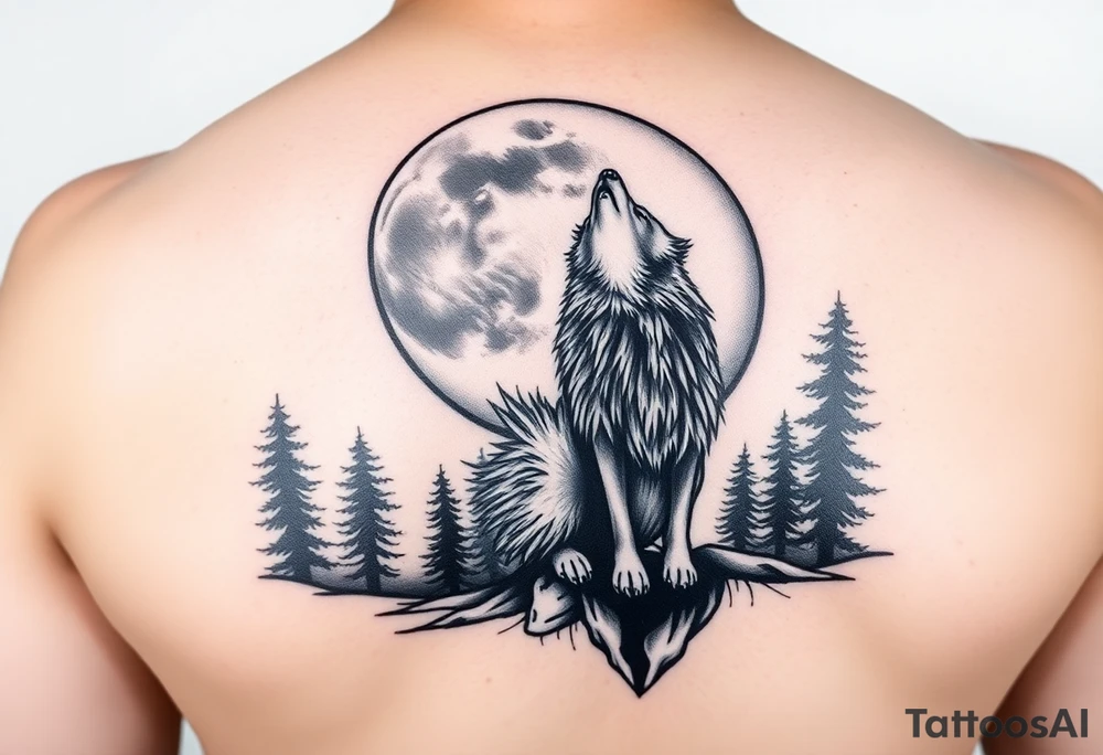 lone wolf howling at full moon with northern lights backdrop tattoo idea lone wolf howling at full moon with northern lights backdrop tattoo idea
