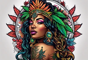 Black Goddess of marijuana tattoo idea