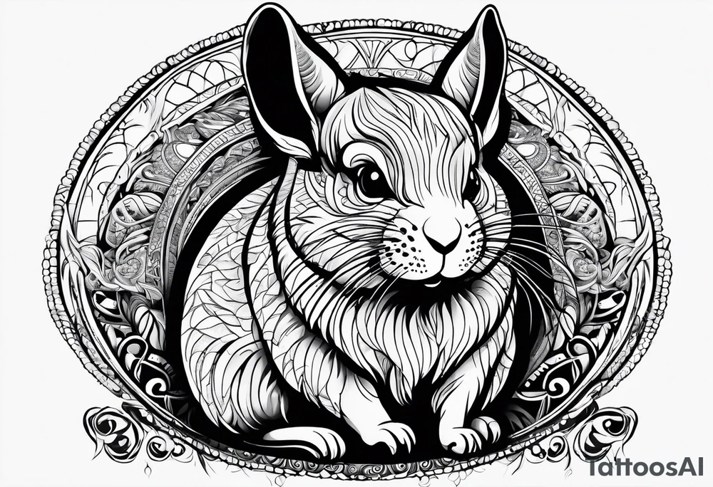 chinchilla sitting and smiling tattoo idea