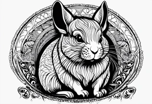 chinchilla sitting and smiling tattoo idea