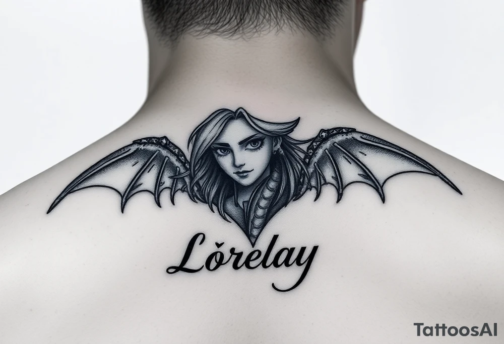 Créame un tarro en miniatura para la parte baja del bicep de una personaje principal de dragón Ball con el nombre dé Lorelay, el diseño representa a mi hermana pequeña tattoo idea