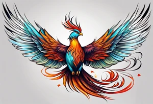 phoenix, 
chinese,
realistic, 
long tail,
elegant,
wing tips pointing down,
long neck,
long feathers,
in flight,
graceful, tattoo idea