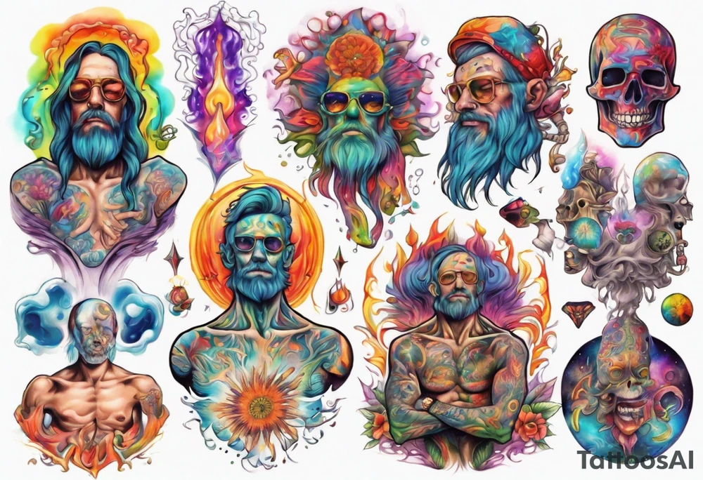A man  having a psychedelic trip tattoo idea