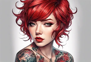 A red-haired girl with a short haircut is a demon tattoo idea