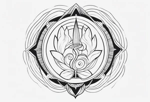 Fine line showing power of mind body and soul tattoo idea