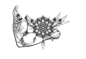 spiritual feathers ornamental mandala shaman tattoo idea