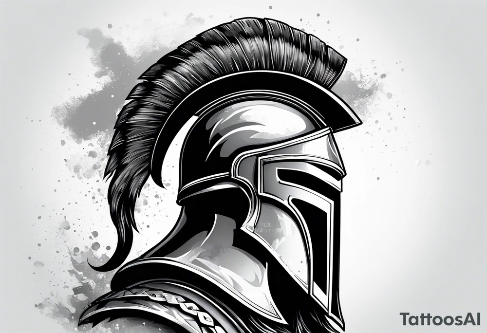 Spartan helmet with mist around tattoo idea