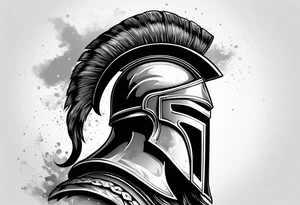 Spartan helmet with mist around tattoo idea
