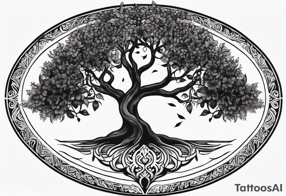 Tree of life with two dates tattoo idea