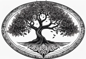 Tree of life with two dates tattoo idea