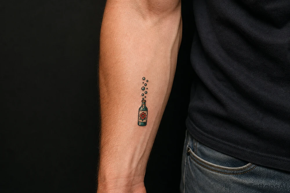 bubbles up from a bottle tattoo idea