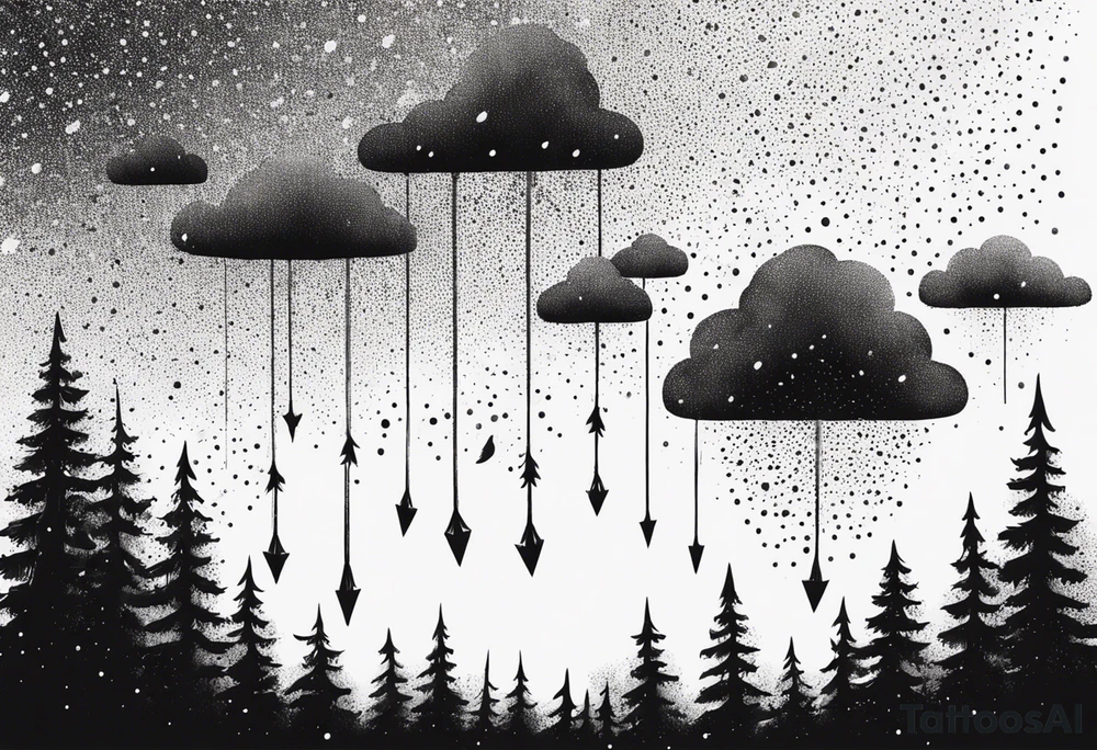 flaming arrows raining down from sky tattoo idea