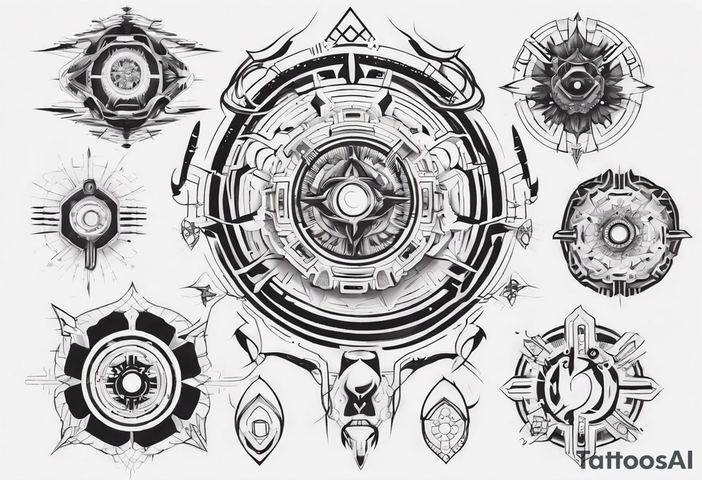Make a mandala with a futuristic and cyberpunk look tattoo idea
