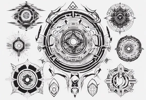 Make a mandala with a futuristic and cyberpunk look tattoo idea