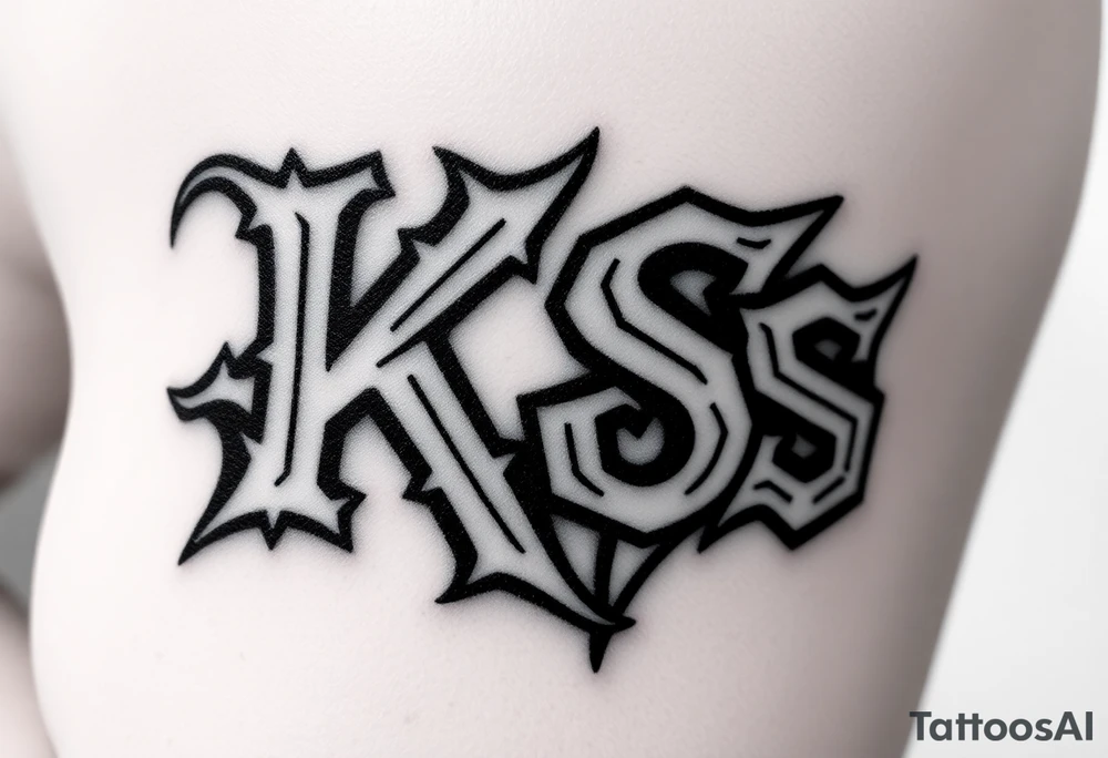 Tatuaje de lettering gótico que forme las letras las letras "KS" tattoo idea
