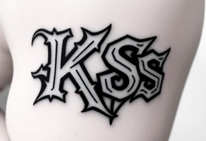 Tatuaje de lettering gótico que forme las letras las letras "KS" tattoo idea