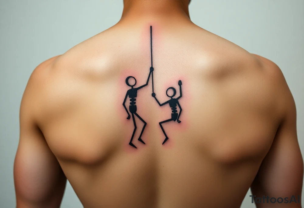 Hanging stick figures tattoo idea