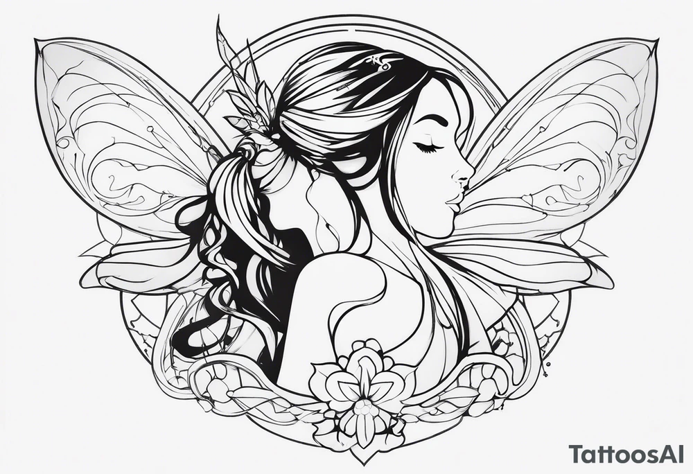 Fairy with the word miate tattoo idea