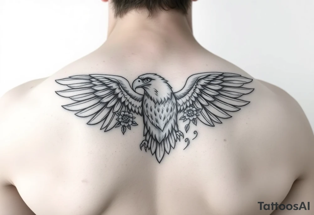 eagle and flowers wings not opened in the arm tattoo idea eagle and flowers wings not opened in the arm tattoo idea