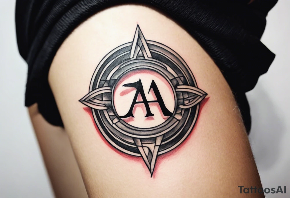 the letters A R in the middle of a ninja headband tattoo idea