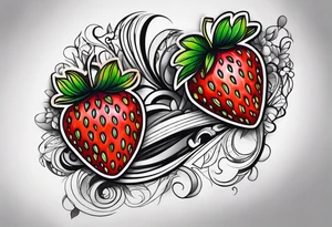 Single Strawberry new school tattoo idea