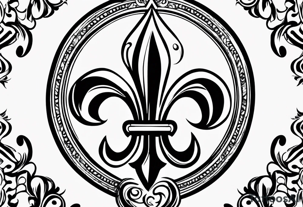 Fleur de lis with designs under and above tattoo idea