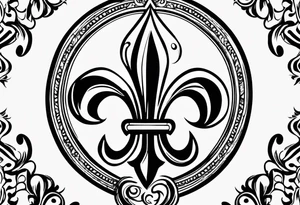 Fleur de lis with designs under and above tattoo idea