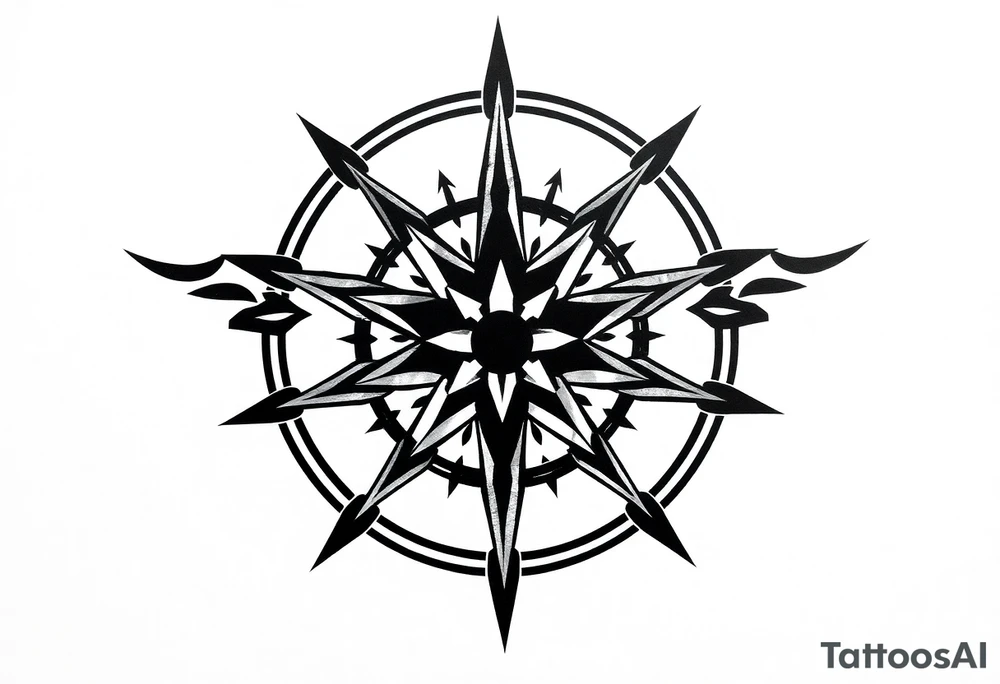 Double layered compass rose tattoo idea