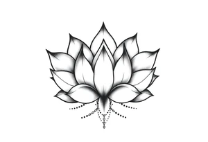 Lotus flower with dotwork chains tattoo idea