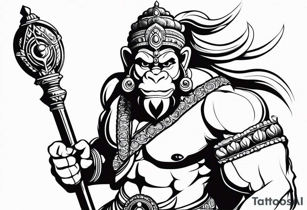 hanuman holding his mace tattoo idea