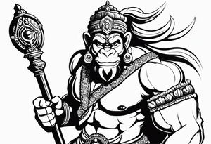 hanuman holding his mace tattoo idea