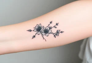 Feminine, romantic, dot work, wispy, flowers, eucalyptus tattoo idea