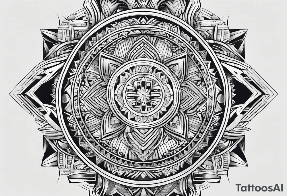 Geometric arm sleeve polynesian tattoo idea