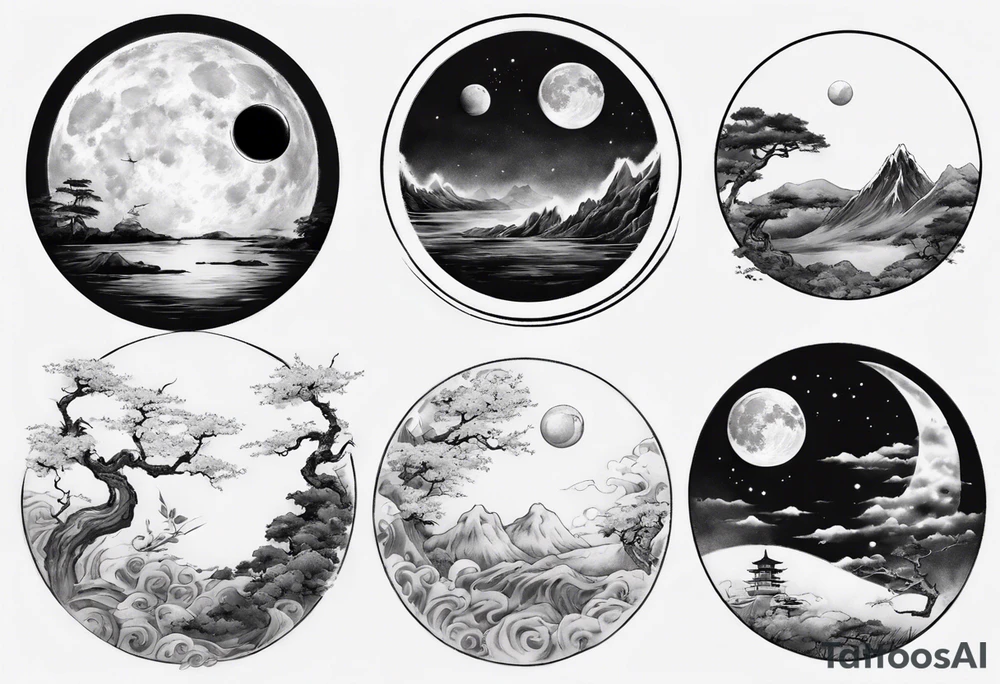 Realistic moon tattoo idea
