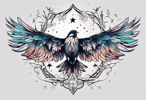 Constellation, bird wing , animal  snow , cross tattoo idea