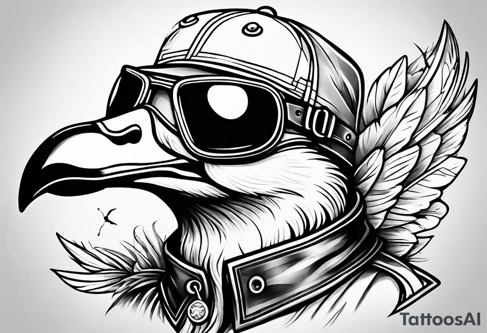 A silly goose dressed as an aviator tattoo idea