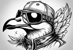 A silly goose dressed as an aviator tattoo idea