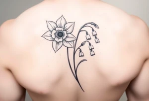 Daffodil Daisy and lily of the valley intertwined tattoo idea