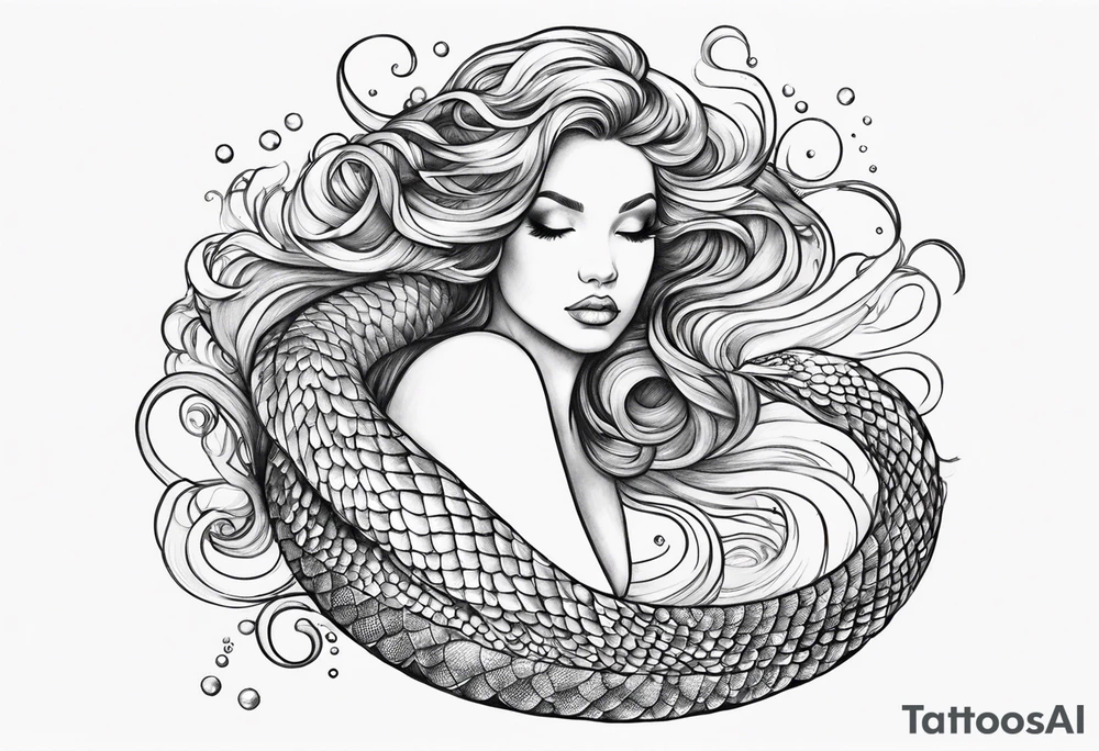 underwater, flowing serpent tail mermaid tattoo idea