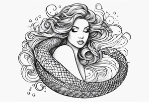 underwater, flowing serpent tail mermaid tattoo idea