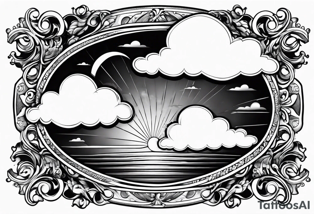 clouds jacobean swirl frame vignette tattoo idea