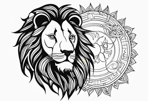 25cm lion and sun most black for covering tattoo idea