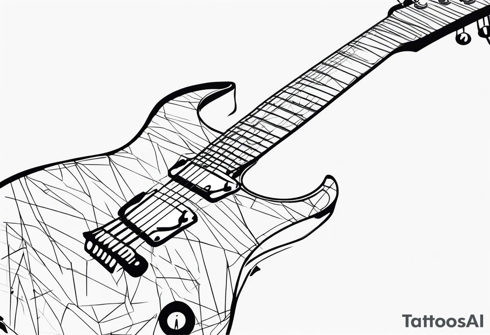 Eléctric guitar sound with lines abstrac croos with number 7 tattoo idea