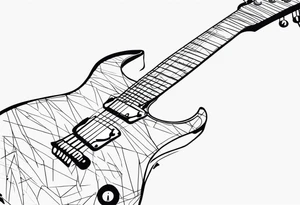 Eléctric guitar sound with lines abstrac croos with number 7 tattoo idea