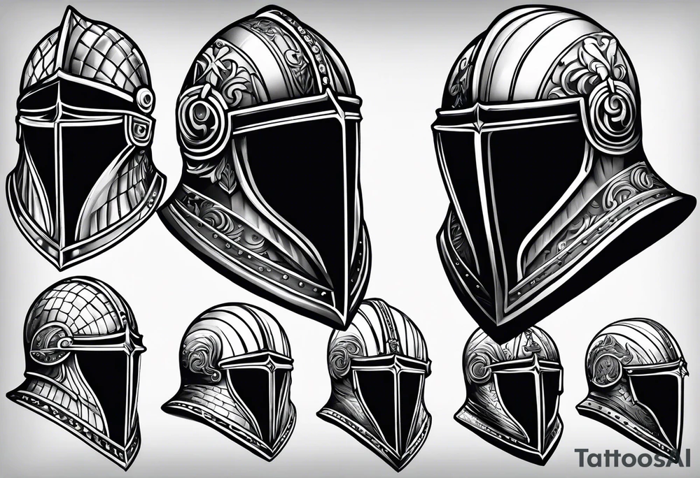 medieval knight helmet tattoo idea